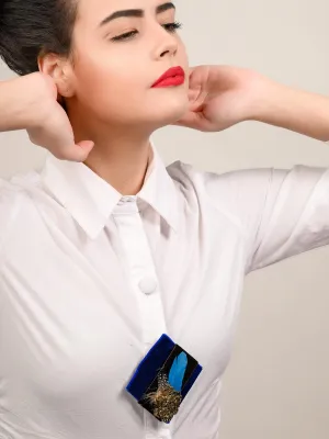 Odette Women Aurelia Beautifier Dark Blue Brooch