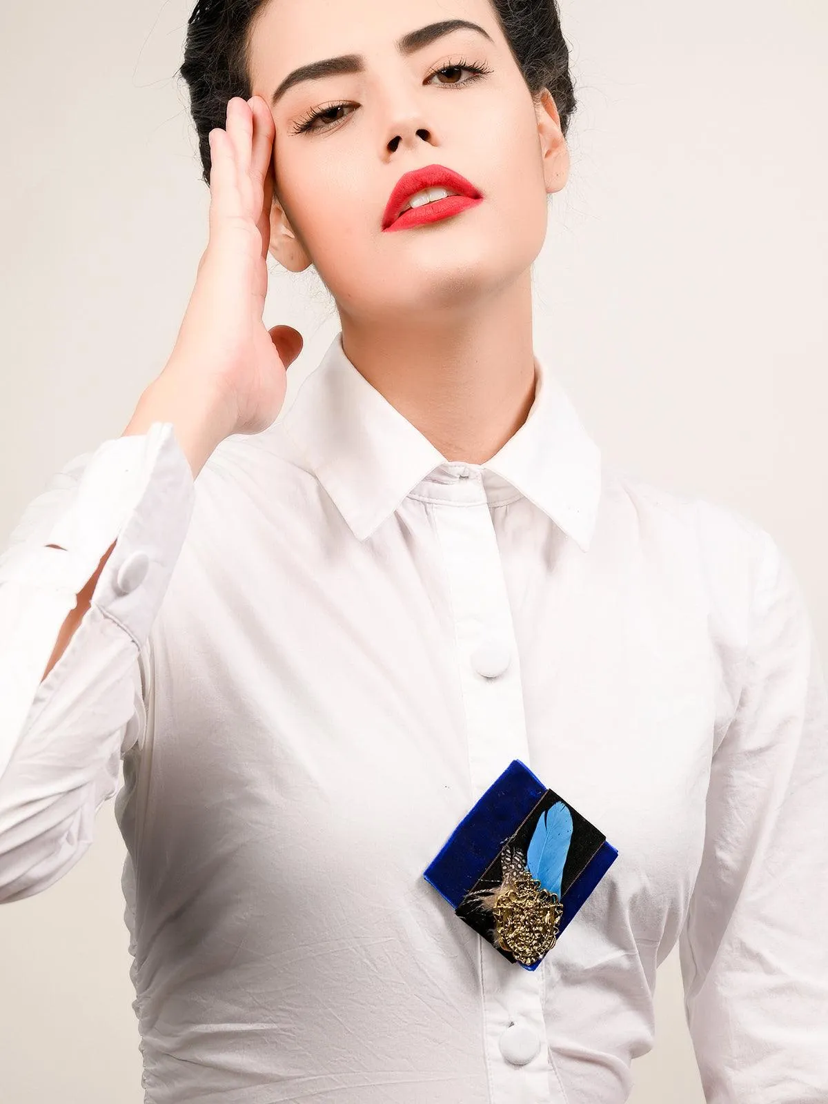 Odette Women Aurelia Beautifier Dark Blue Brooch