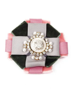 Odette Women Green And Pink Soft Metal Brooch