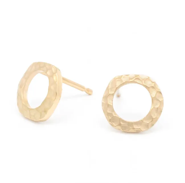 Open Hammered Circle Stud Earring