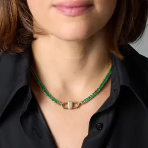 Oval Emerald Tennis Necklace in Yellow Gold
