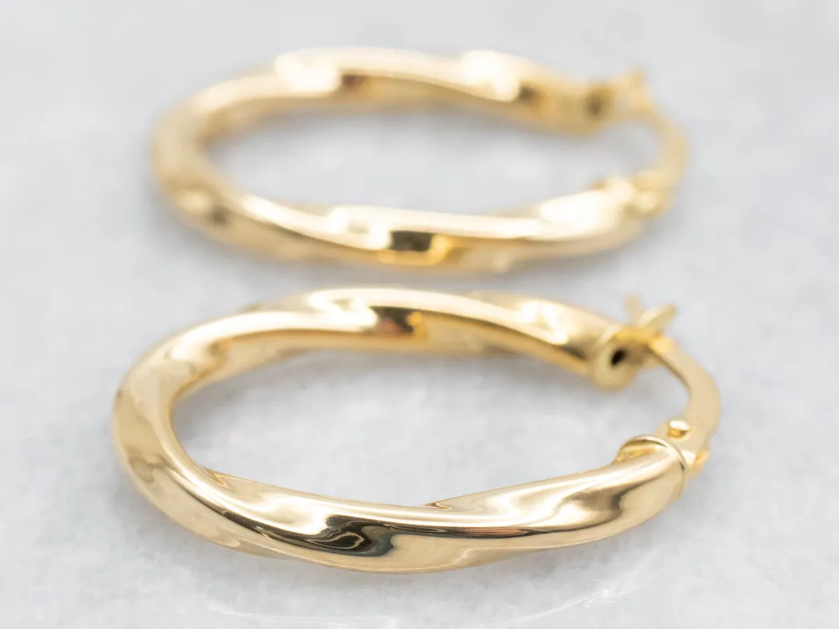 Oval Gold Twist Hoop Earrings