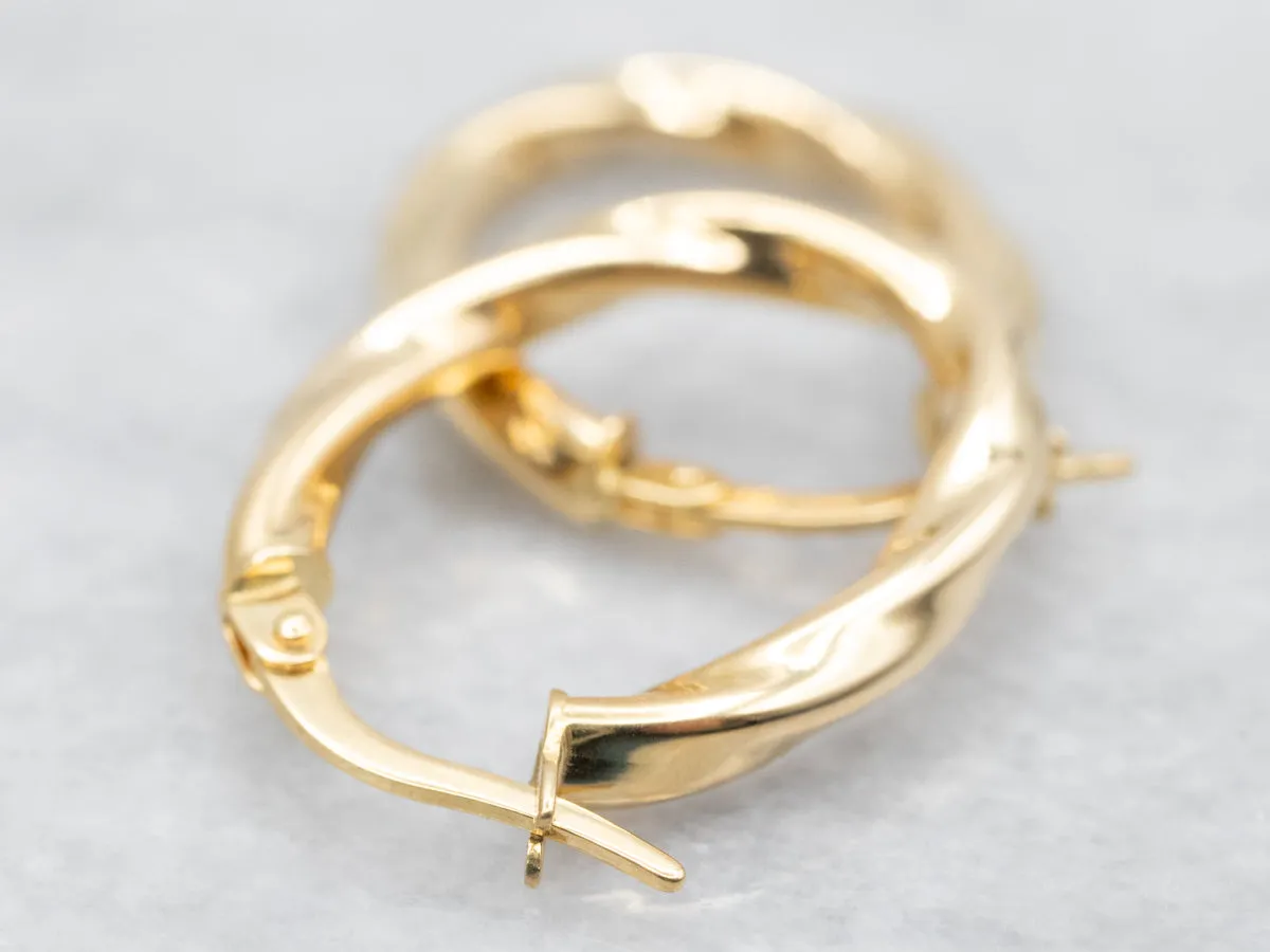Oval Gold Twist Hoop Earrings