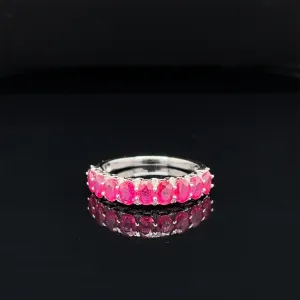 Oval Ruby & Diamond 1.65ctw Anniversary Wedding Ring in 18k White Gold - #357 - HRRUB002166