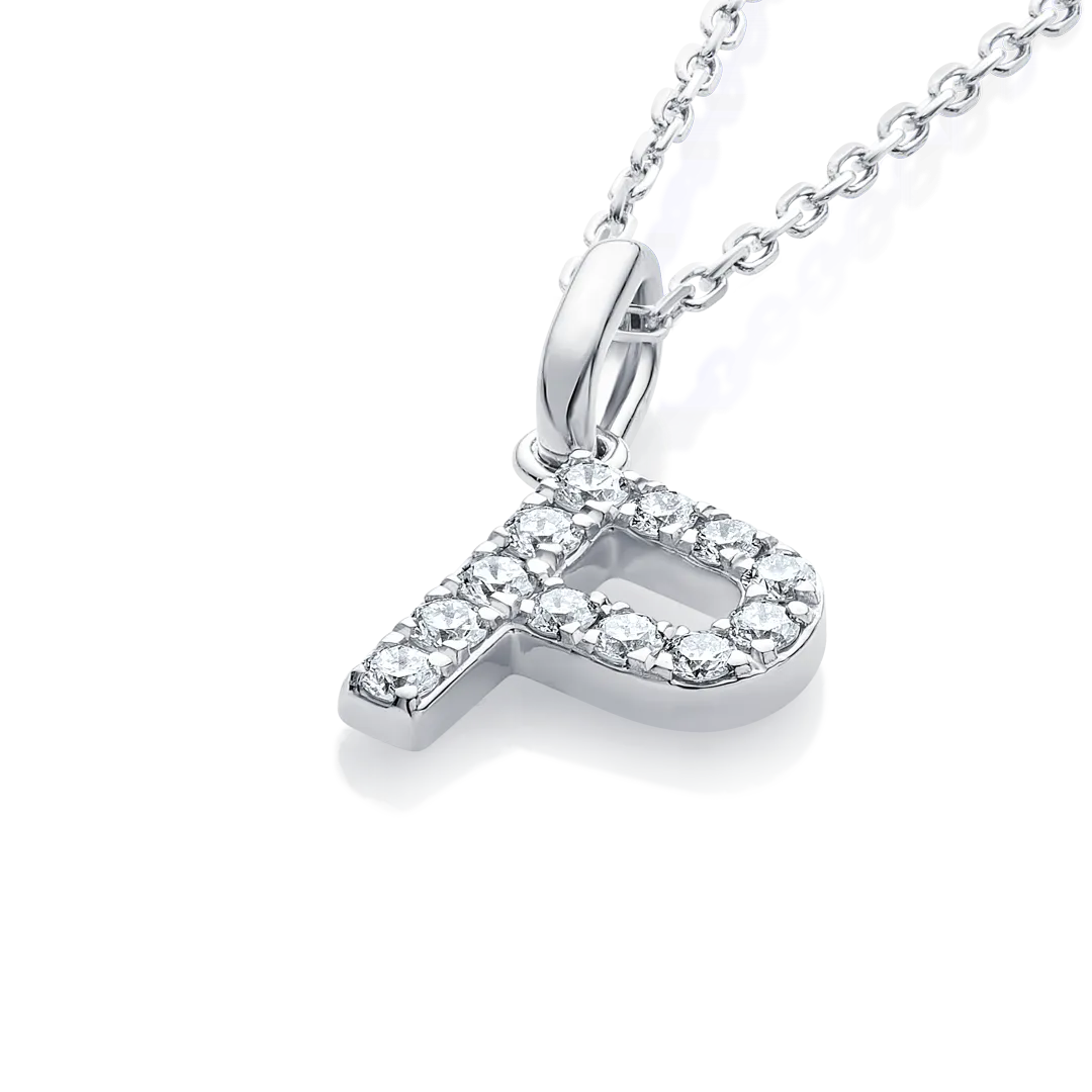 P Letter Pendant White Gold