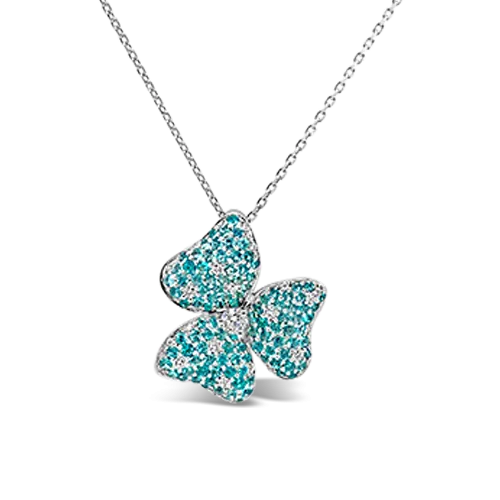 Paraiba & Diamond Flower Pendant