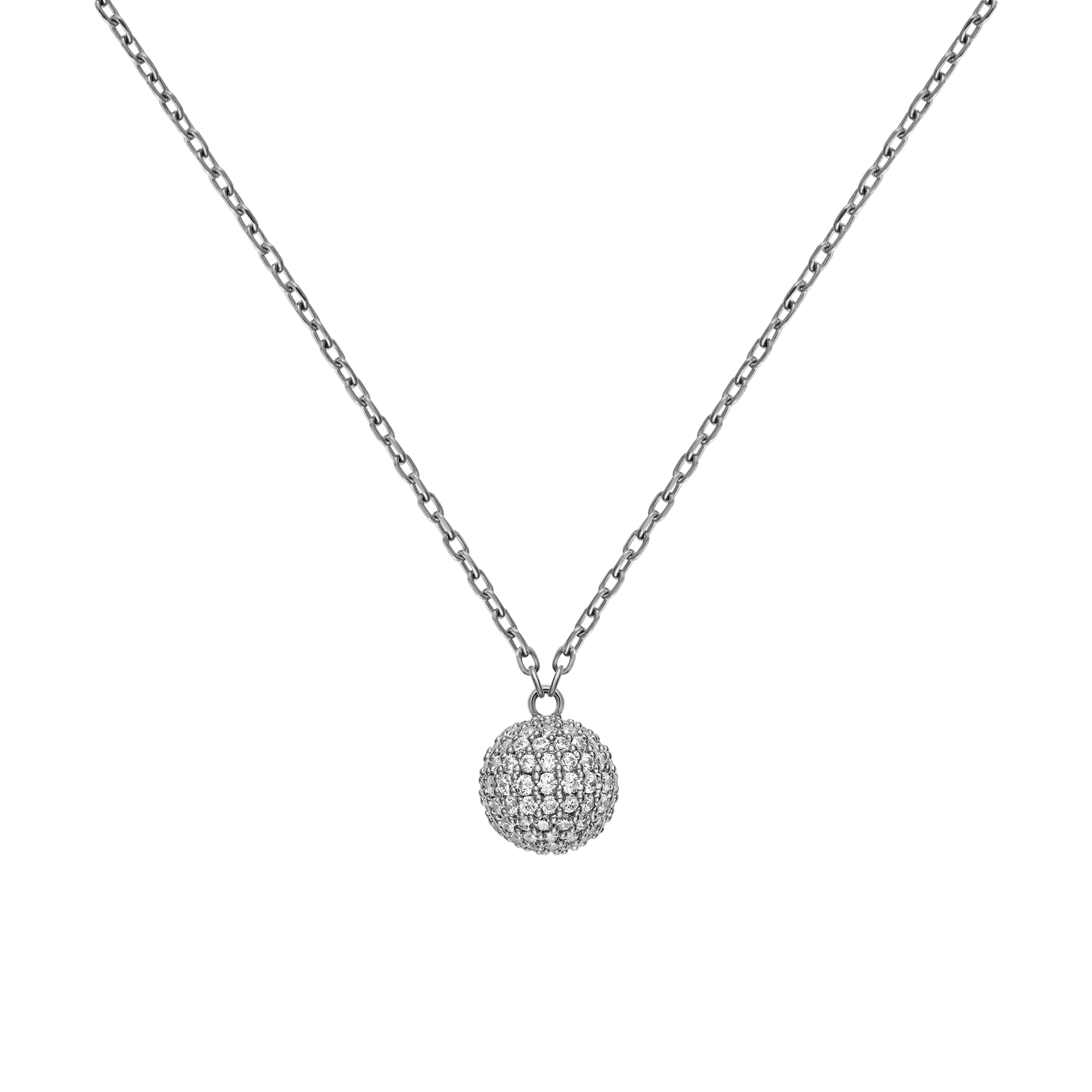 Pav?? Crystal Pendant Necklace Silver
