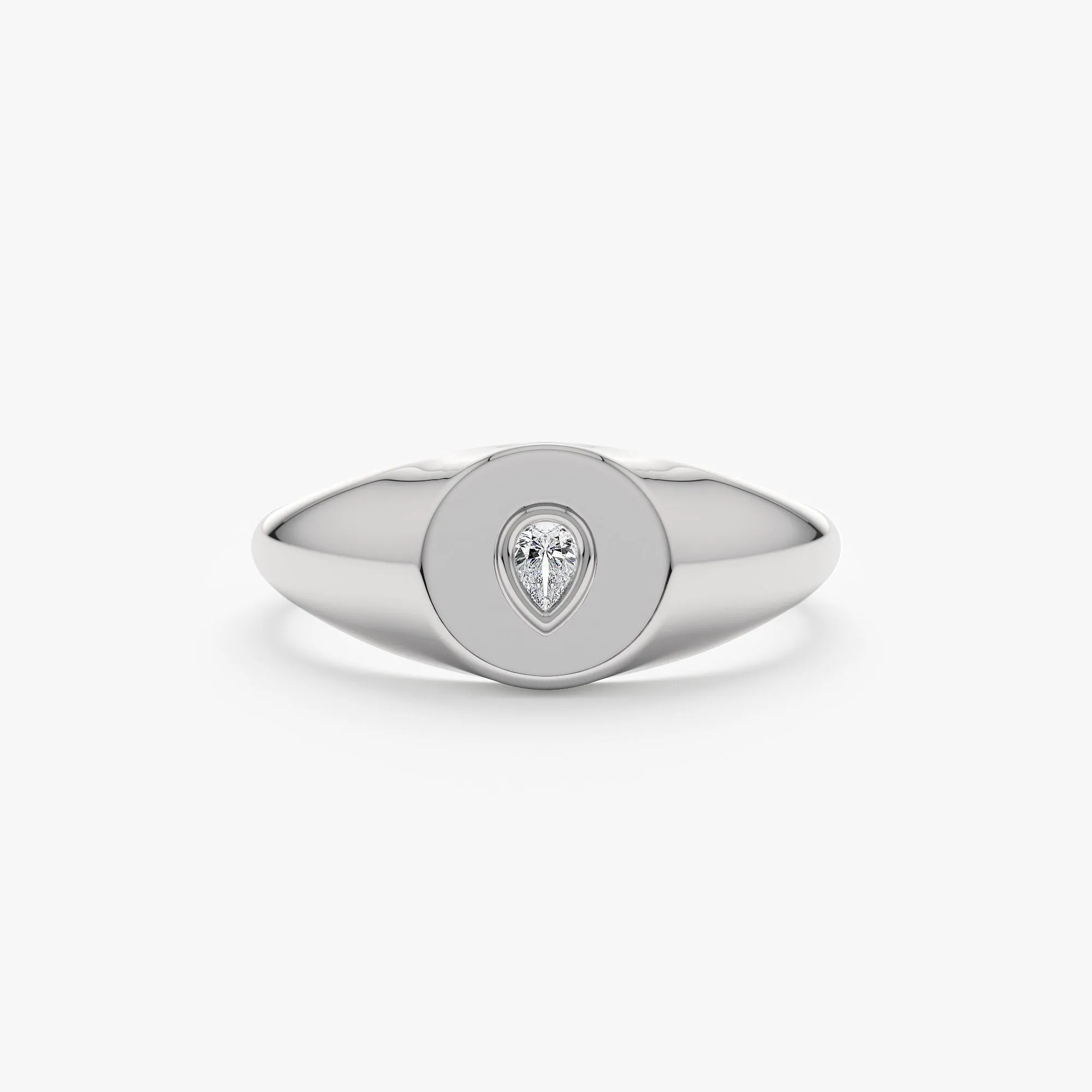 Pear Diamond Signet Ring, Lagrima