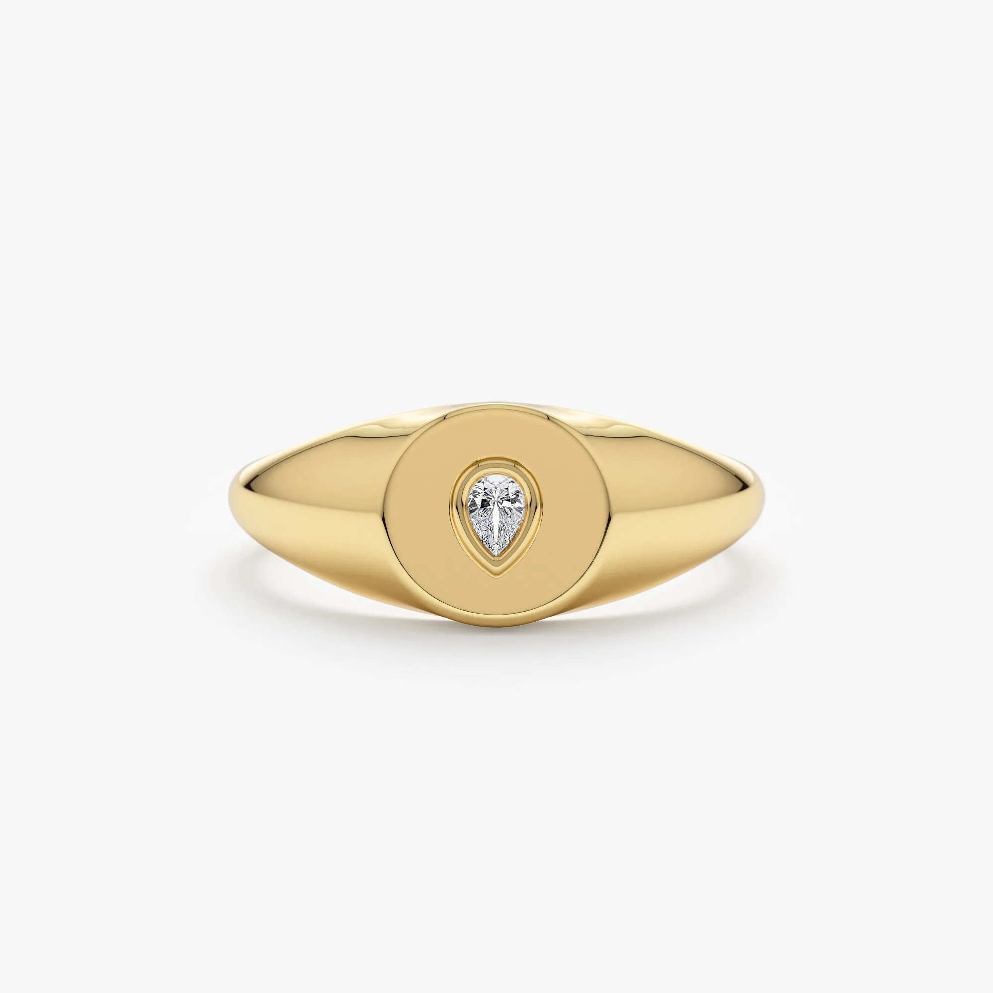 Pear Diamond Signet Ring, Lagrima