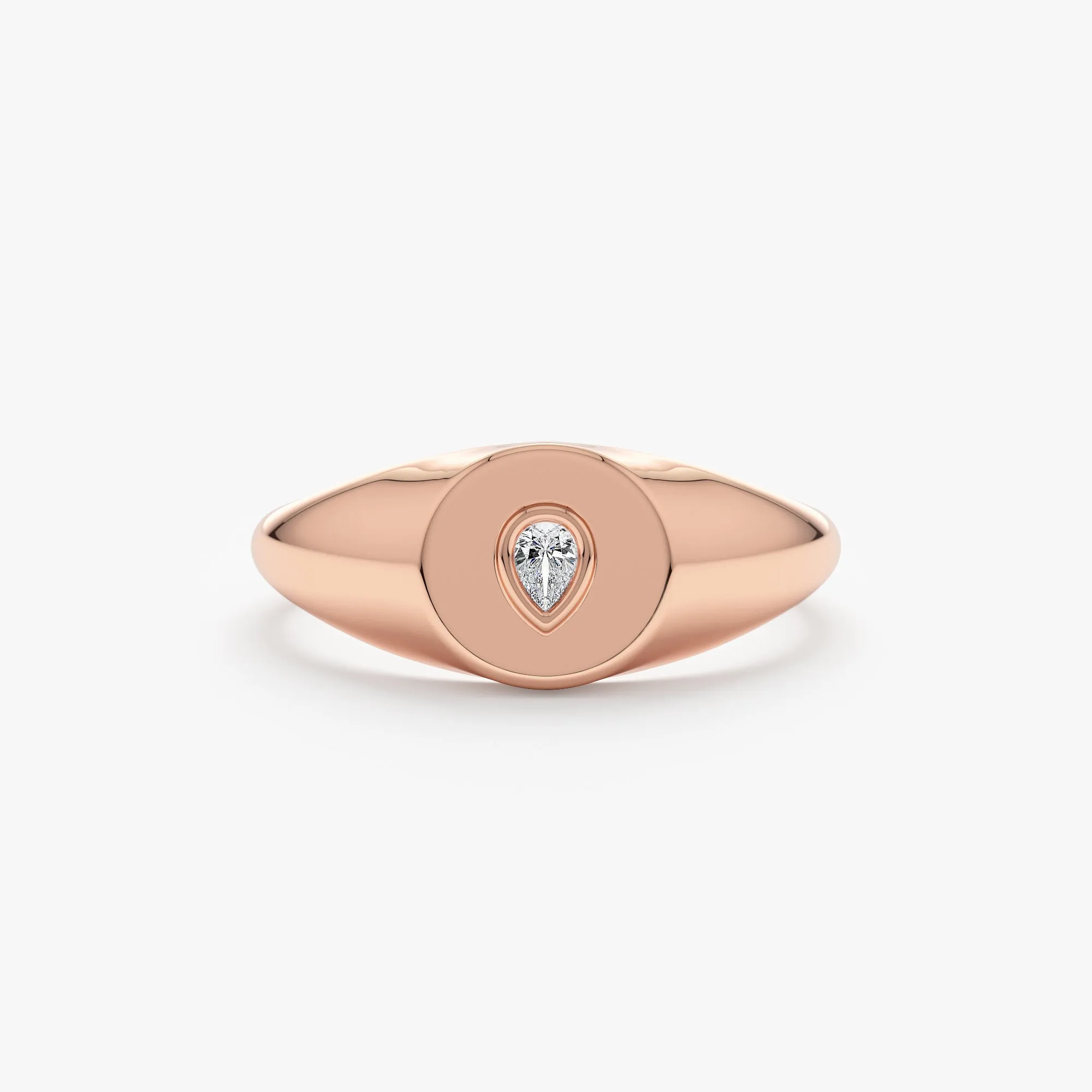 Pear Diamond Signet Ring, Lagrima