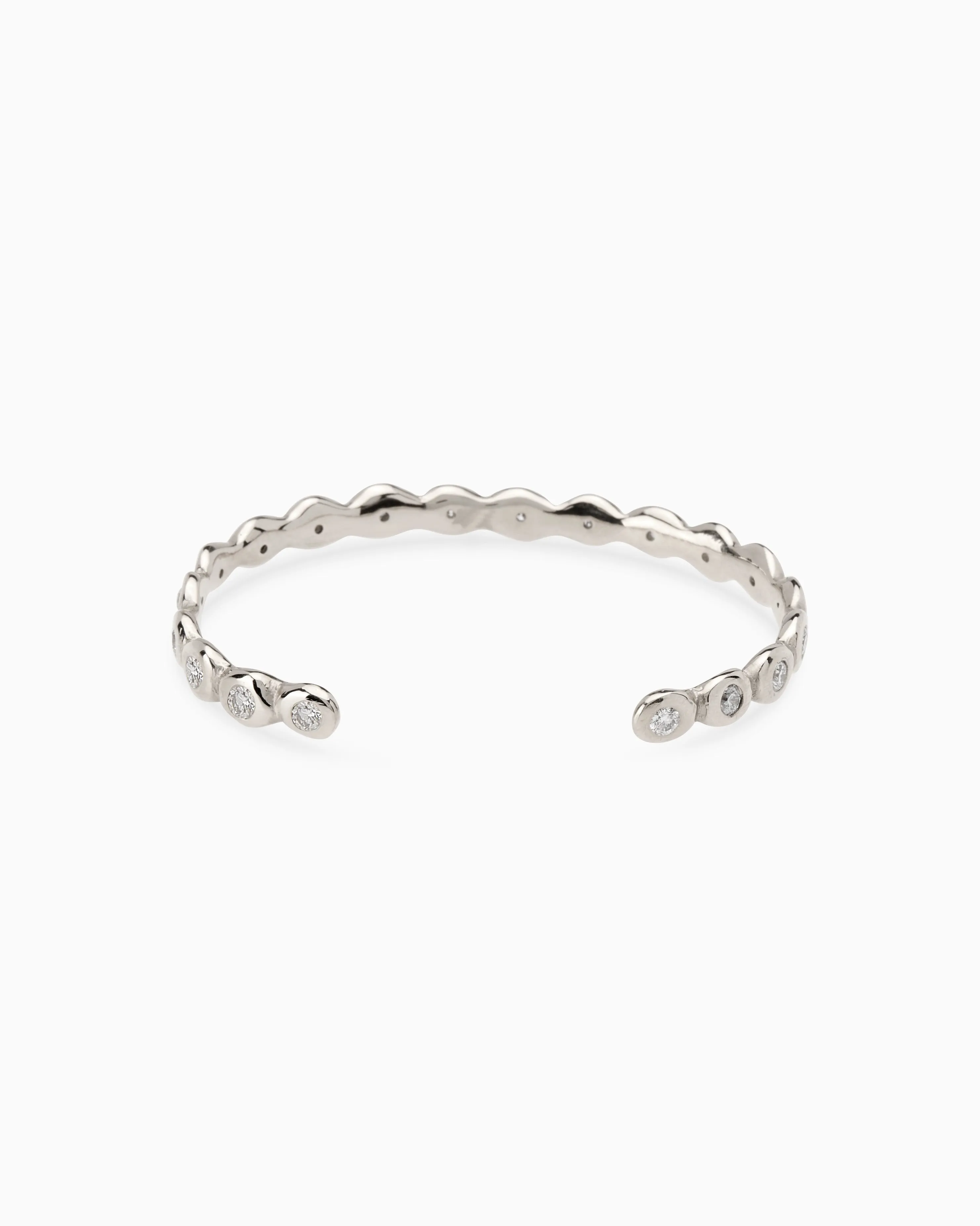 Pebble Diamond Cuff  | Solid White Gold