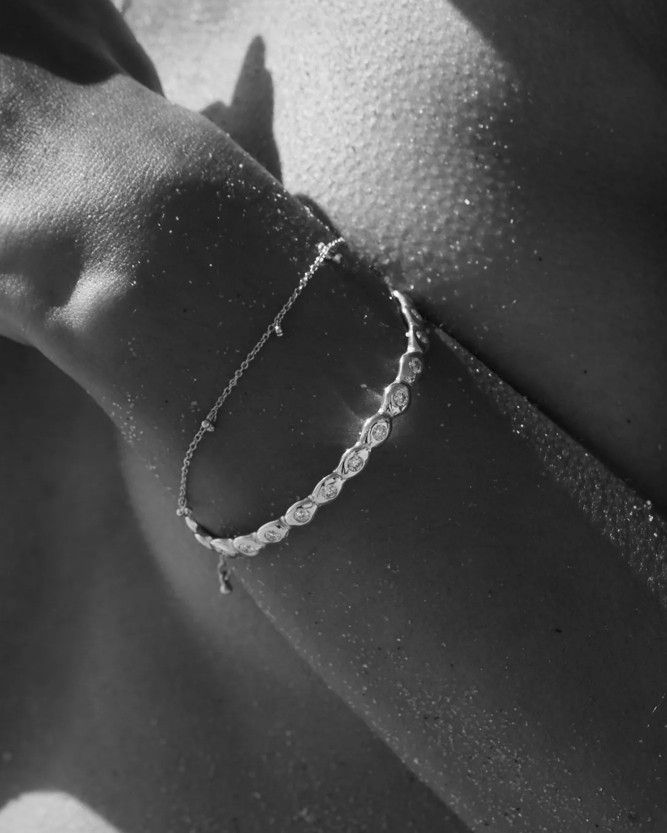 Pebble Diamond Cuff  | Solid White Gold