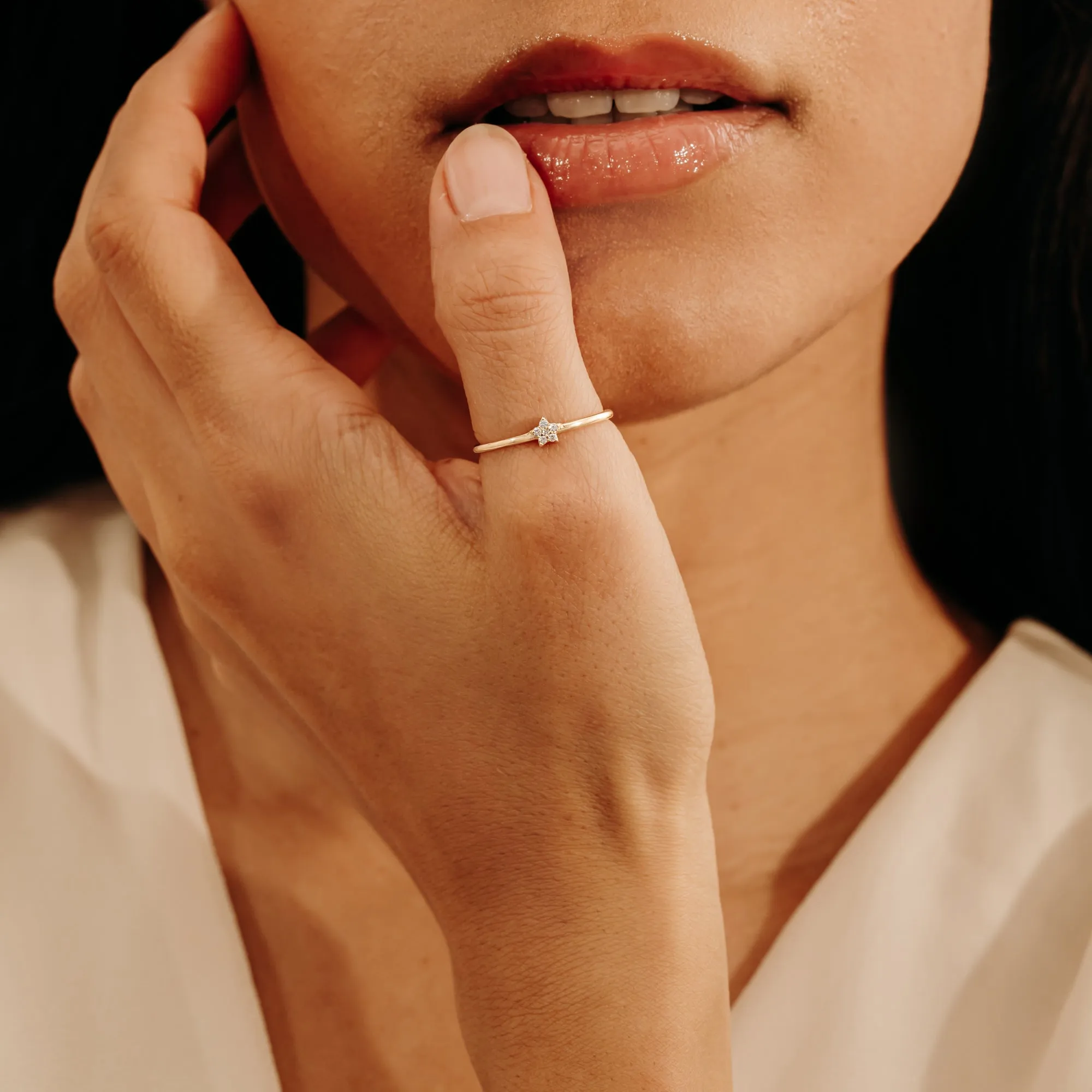 Petite Diamond Star Ring, Vega