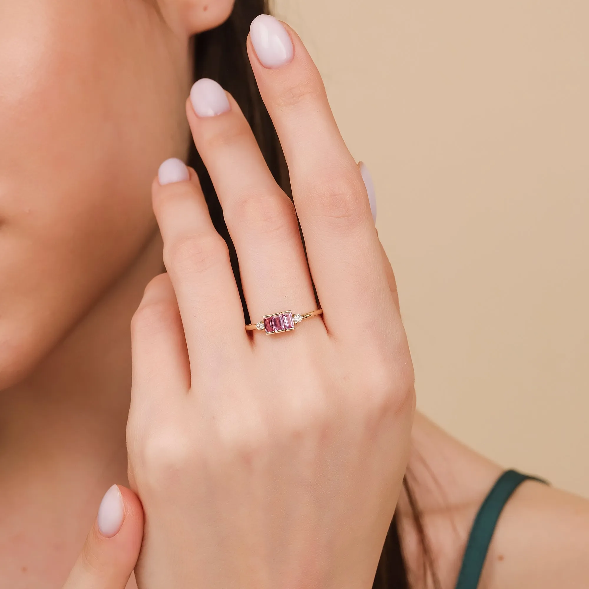 Pink Sapphire Engagement Ring, Caresha