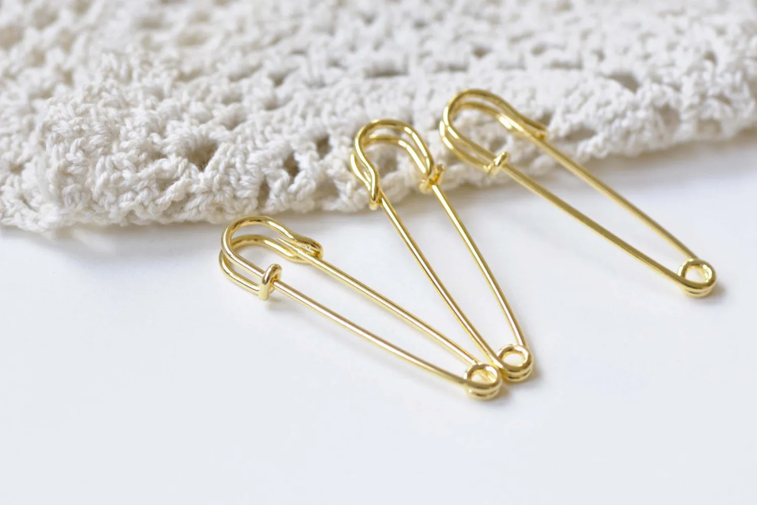 Plain Gold Safety Pins Kilt Pins Broochs 11x50mm Set of 10 A8523