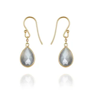 Precious Drop Earrings Grey Moonstone - 18k Gold