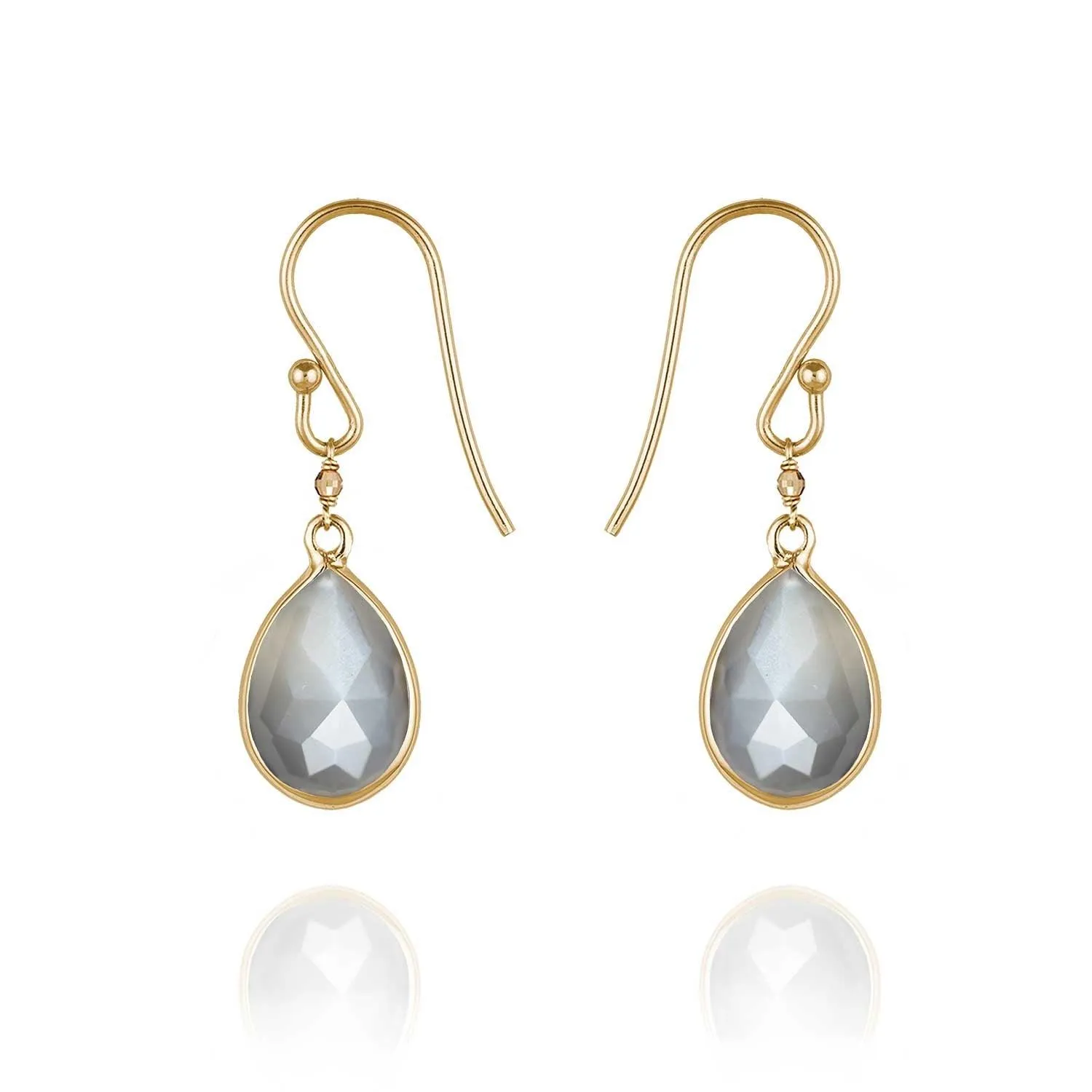 Precious Drop Earrings Grey Moonstone - 18k Gold