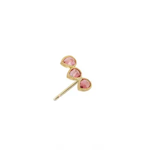 Precious Ear Climber - Right Pink Tourmaline -18k Gold
