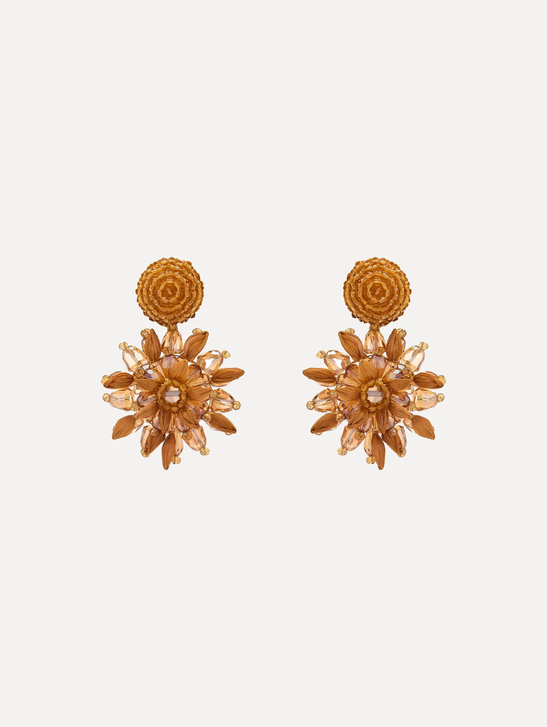 Raffia & Beaded Flower Earrings