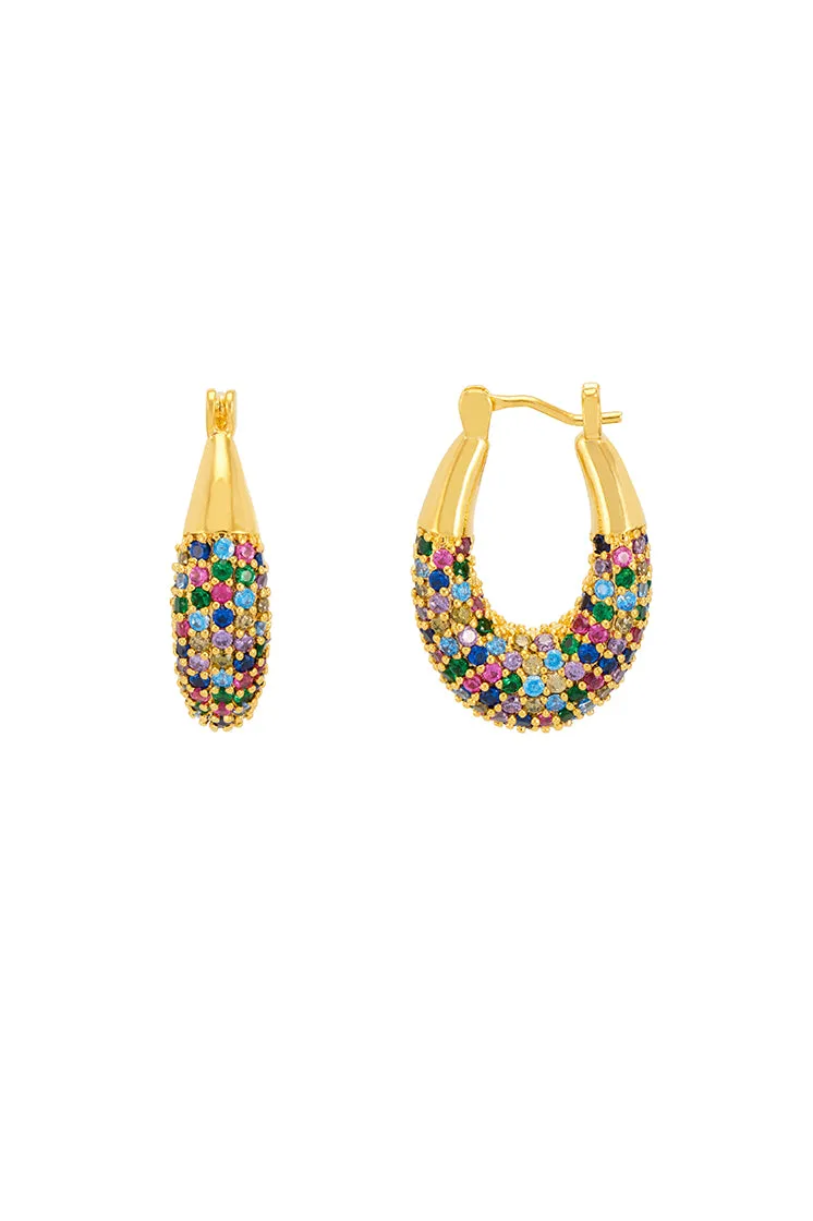 Rainbow CZ Chubby Oval Hoops