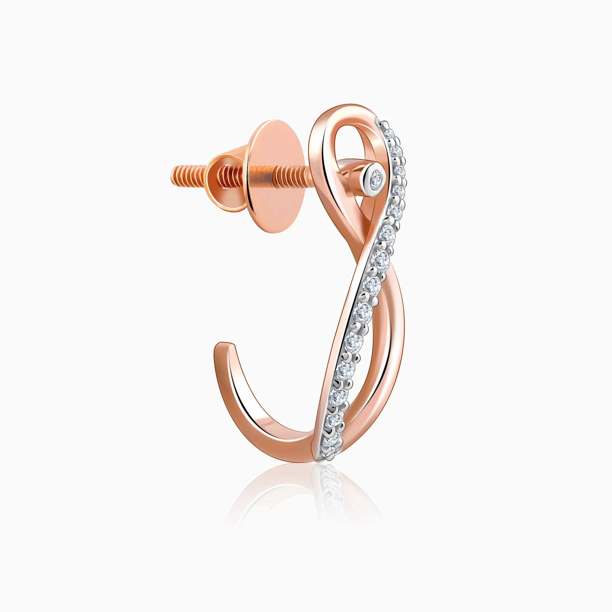Rose Gold Artemis J-hoop Diamond Earrings
