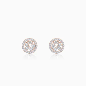 Rose Gold Circular Dazzle Diamond Earrings