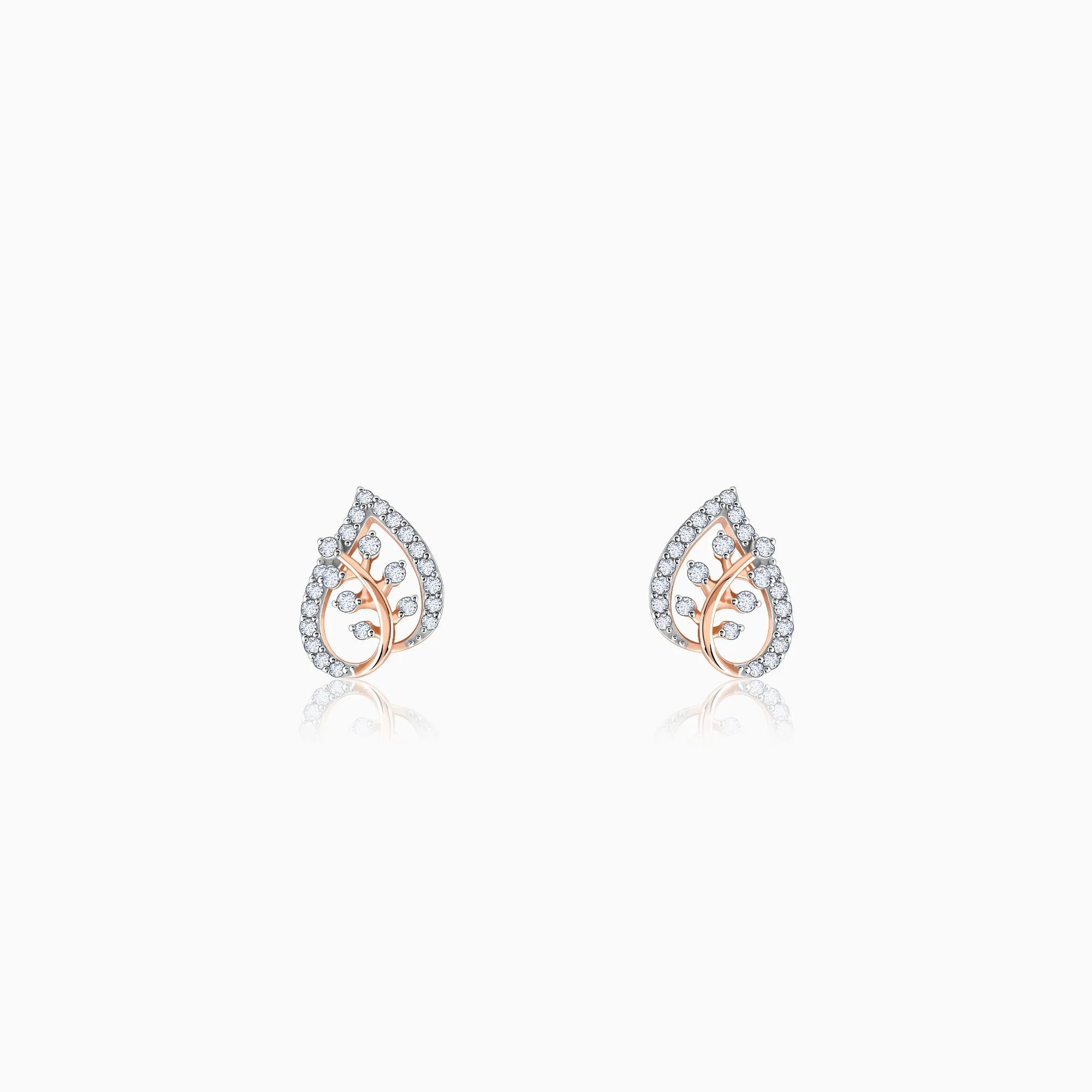 Rose Gold Leafy Love Diamond Earrings