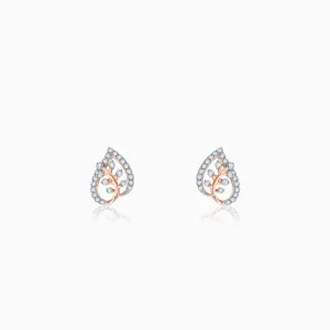 Rose Gold Leafy Love Diamond Earrings