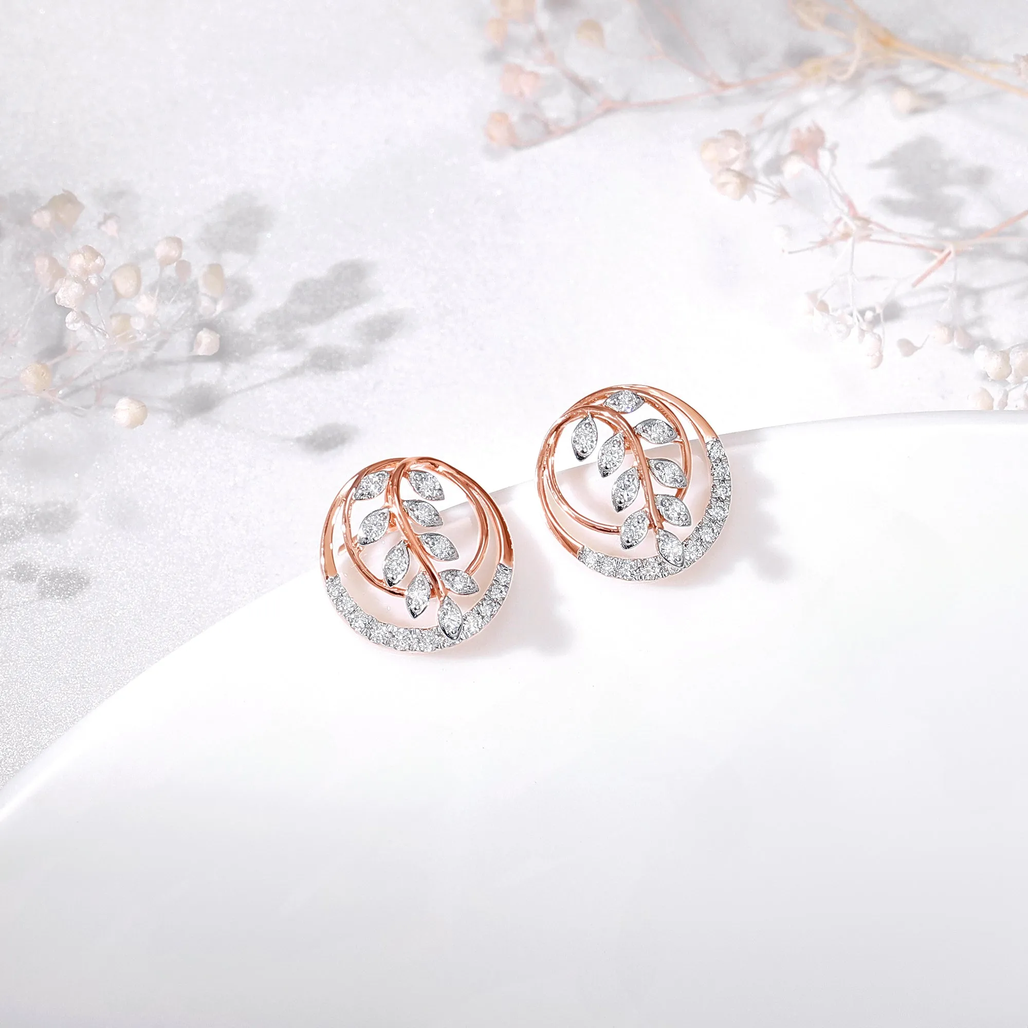 Rose Gold Sweet Alyssum Diamond Earrings