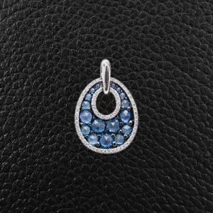 Sapphire & Diamond Oval Shaped Pendant