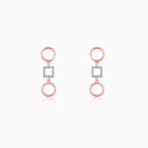 Silver and Rose Gold Gleaming Geometric Earrings