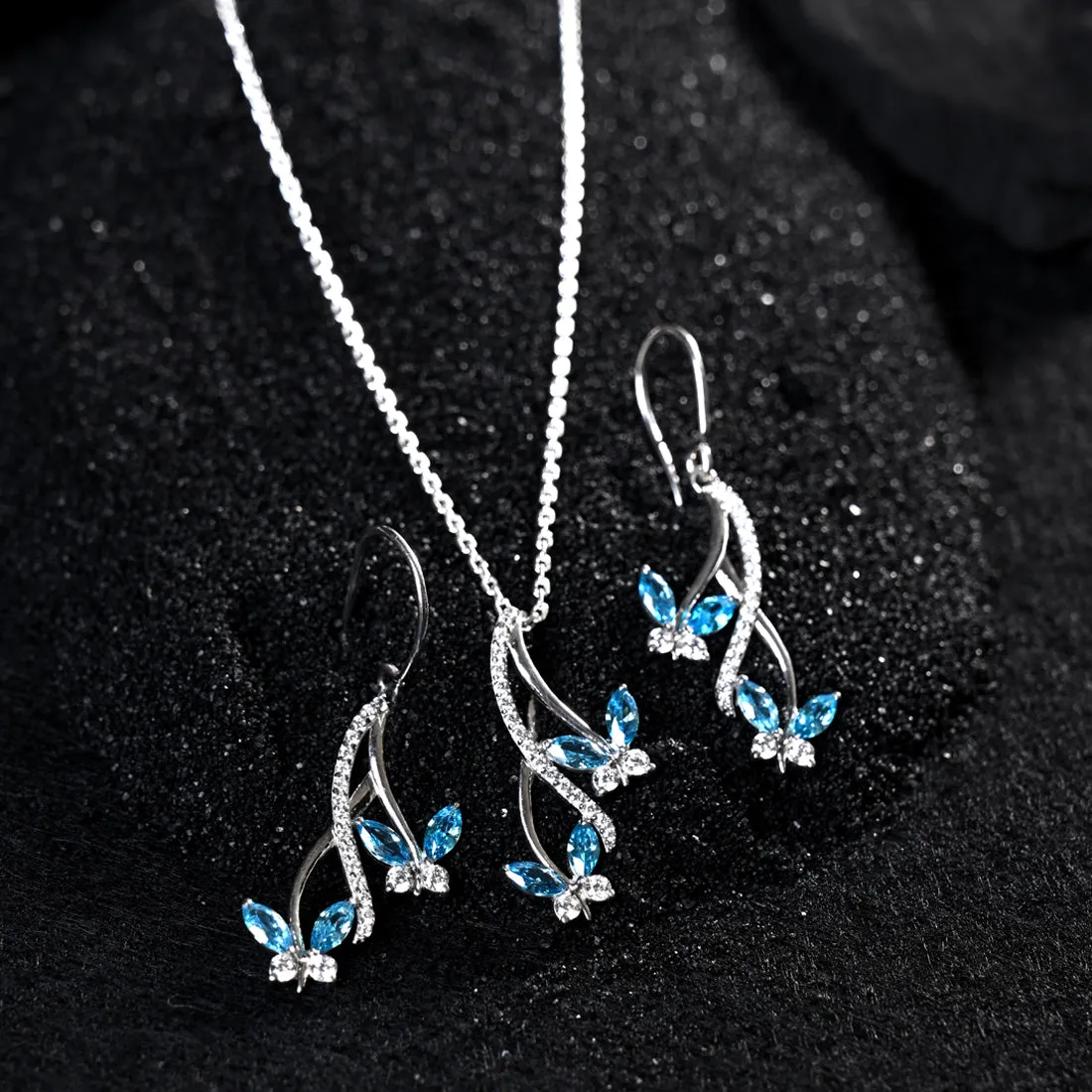 Silver Butterfly Jewellery Set