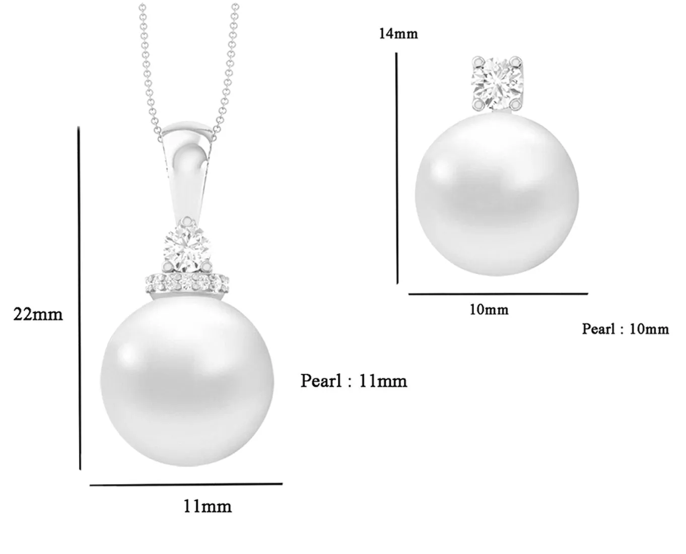 Silver Classic Pearl Jewellery Set