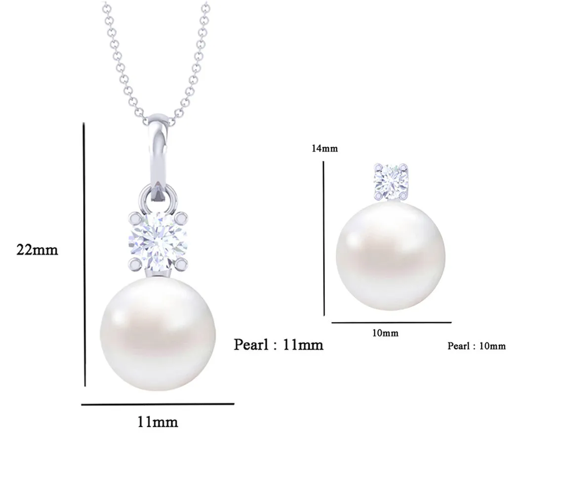 Silver Classic Pearl Jewellery Set
