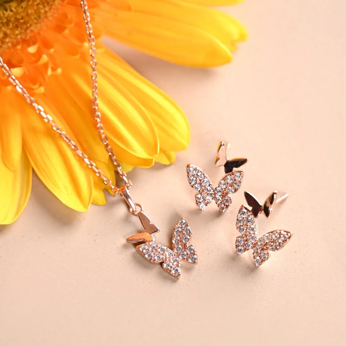 Silver Fairy Butterfly Jewellery Set