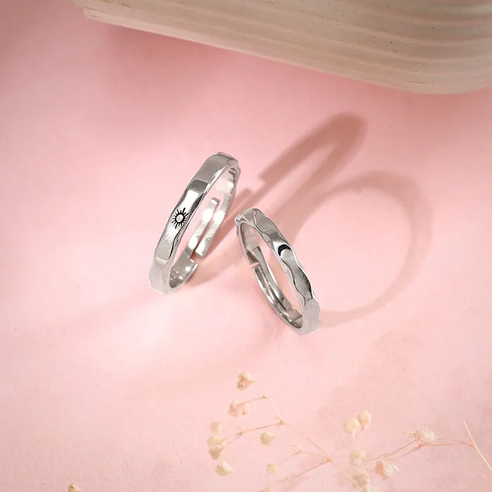 Silver Sun & Moon Couple Bands