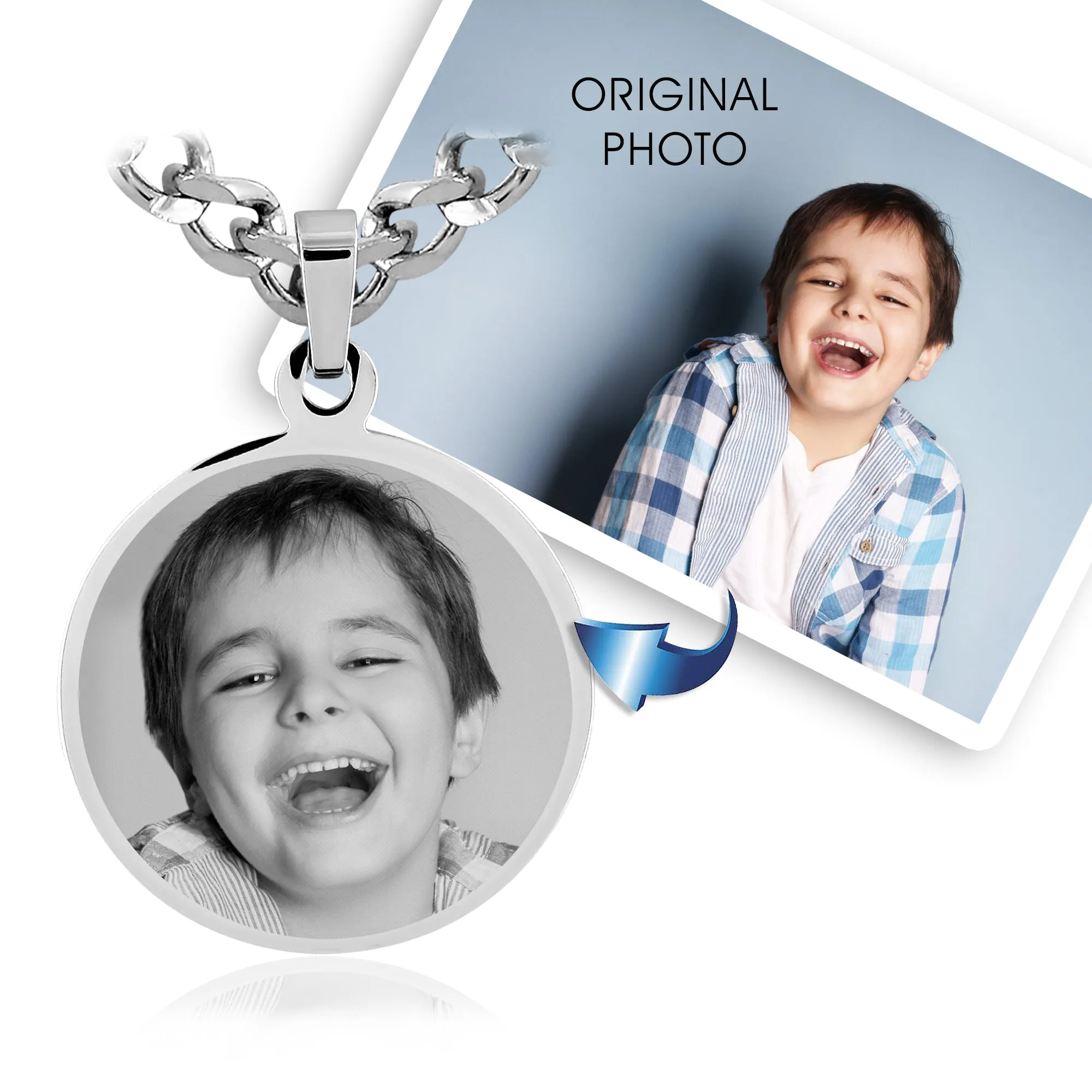 Small Circle Necklace - Photo Engraving