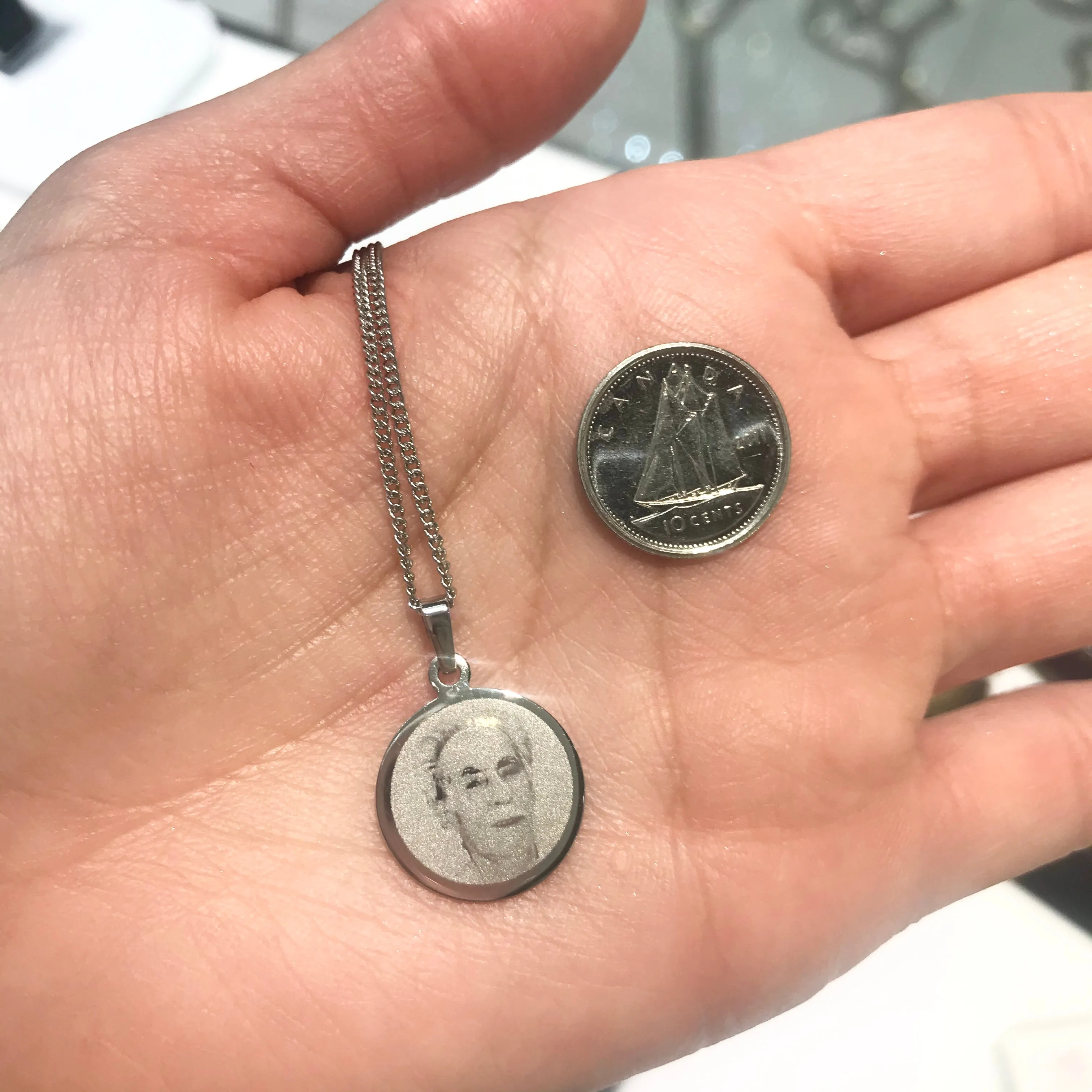 Small Circle Necklace - Photo Engraving