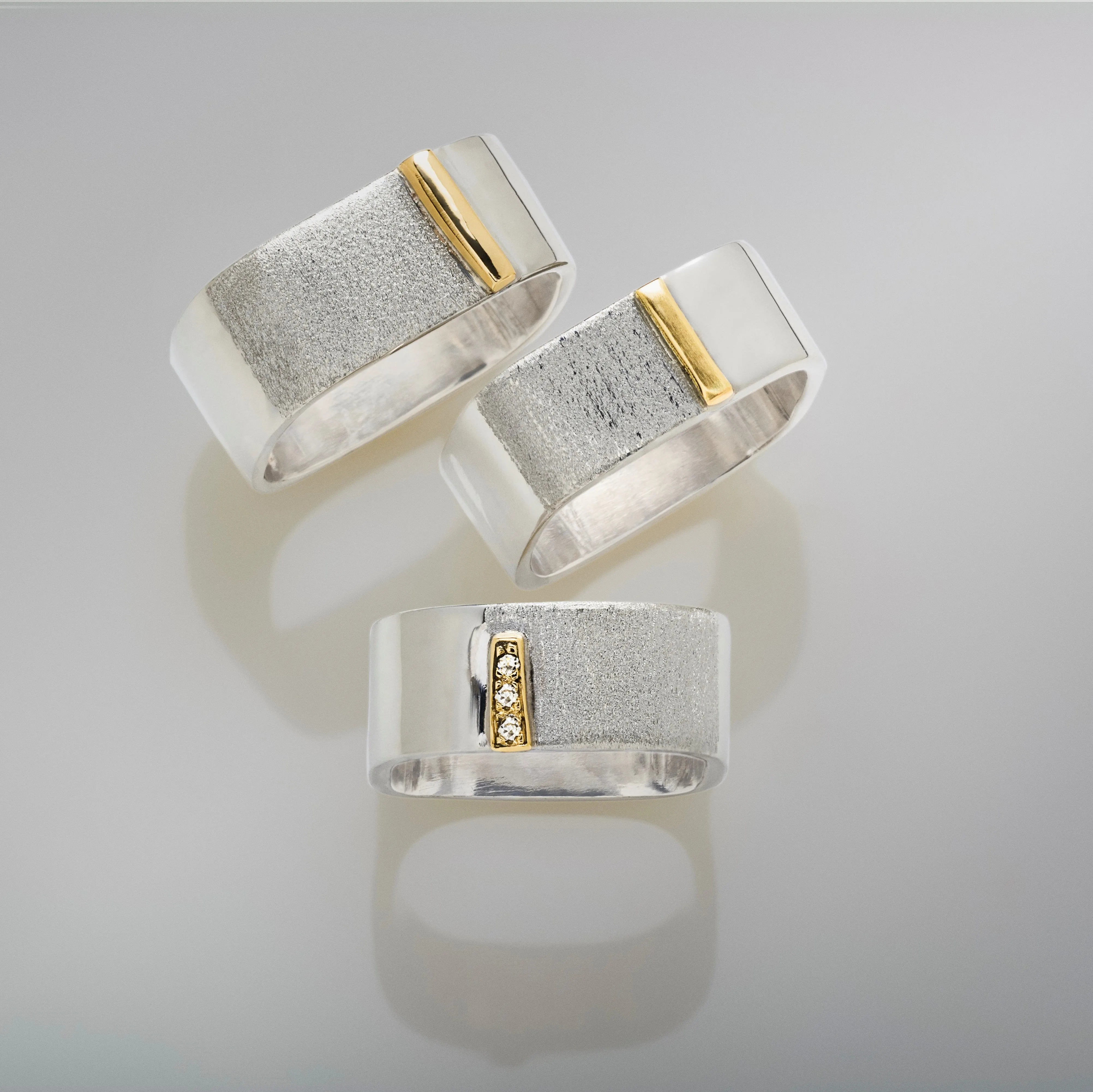 Stacking Square Sterling Silver Gold Bar Ring