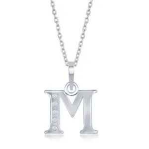 Sterling Silver Diamond "M" Initial Pendant Chain