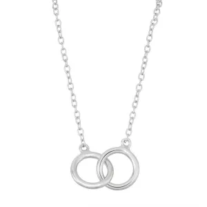 Sterling Silver Double Interlocked Rings Necklace