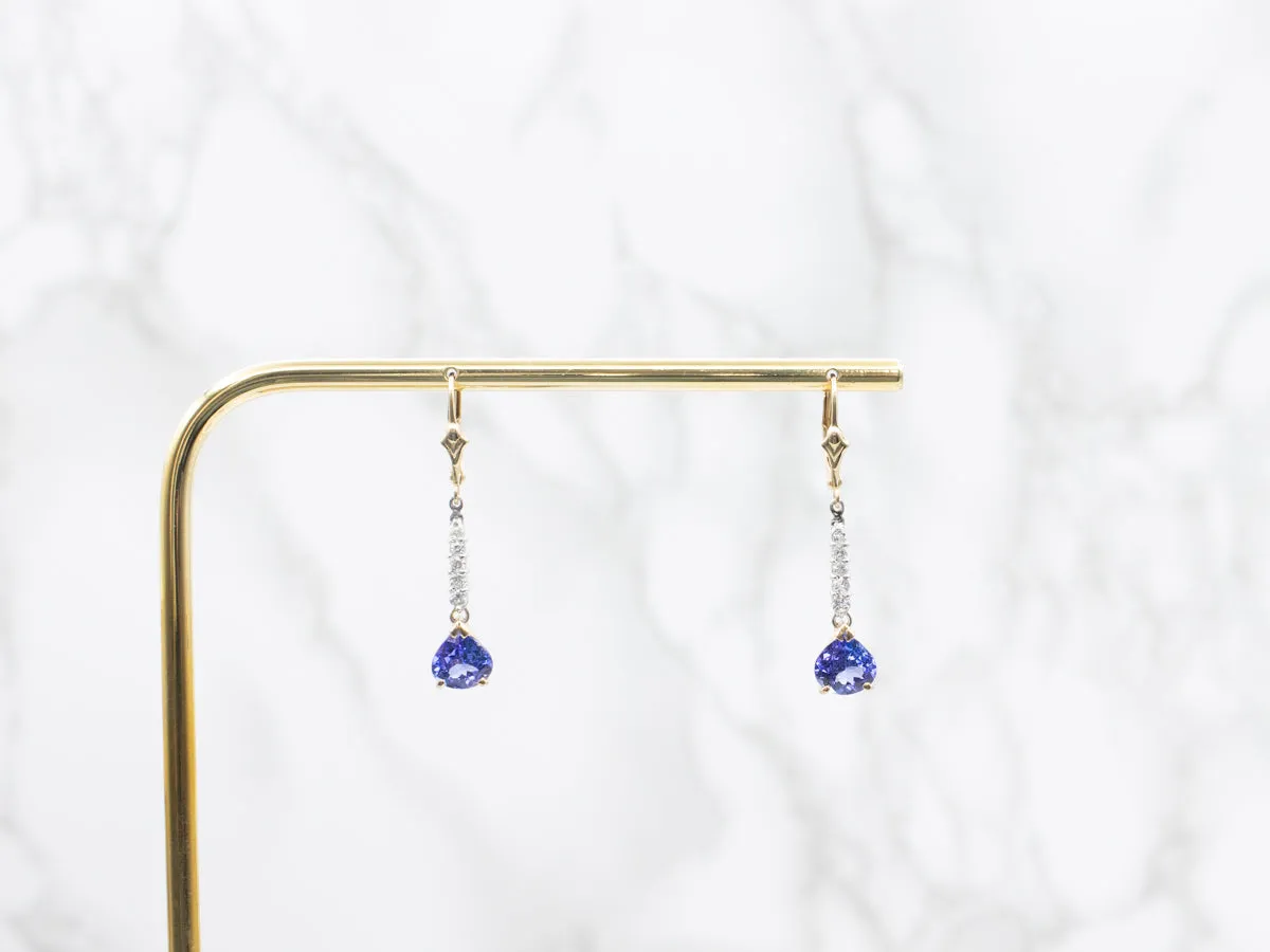 Stunning Tanzanite and Diamond Drop Earrings