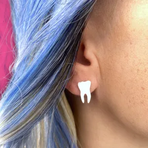 Teeth Earrings in White