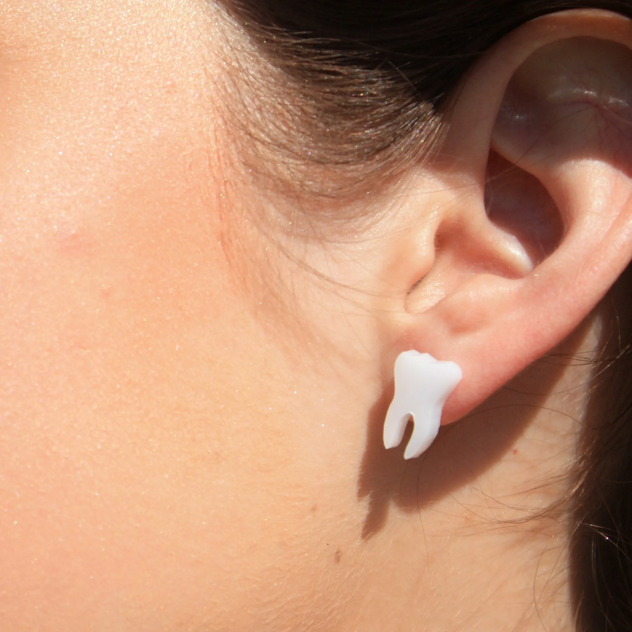 Teeth Earrings in White