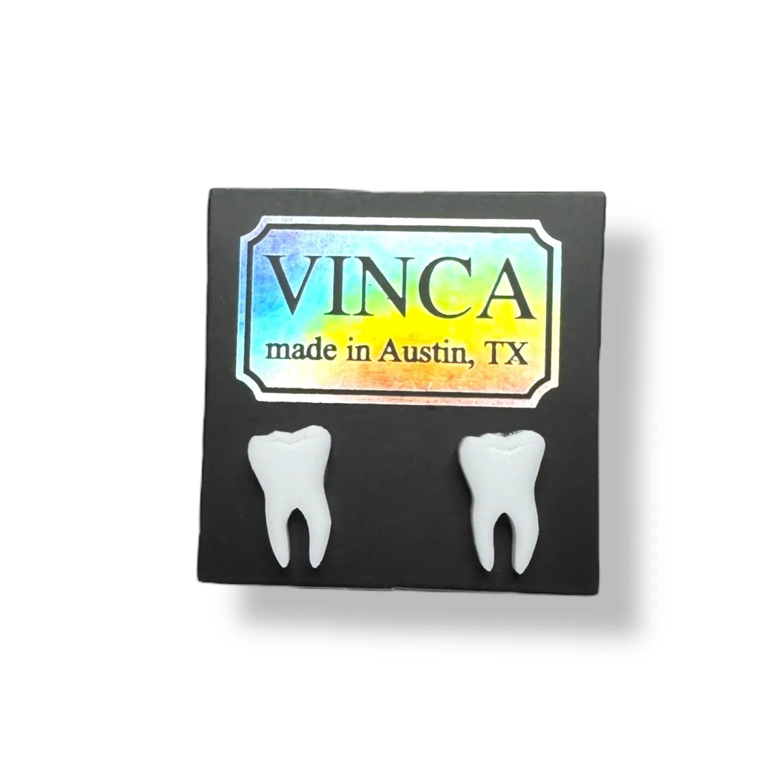 Teeth Earrings in White