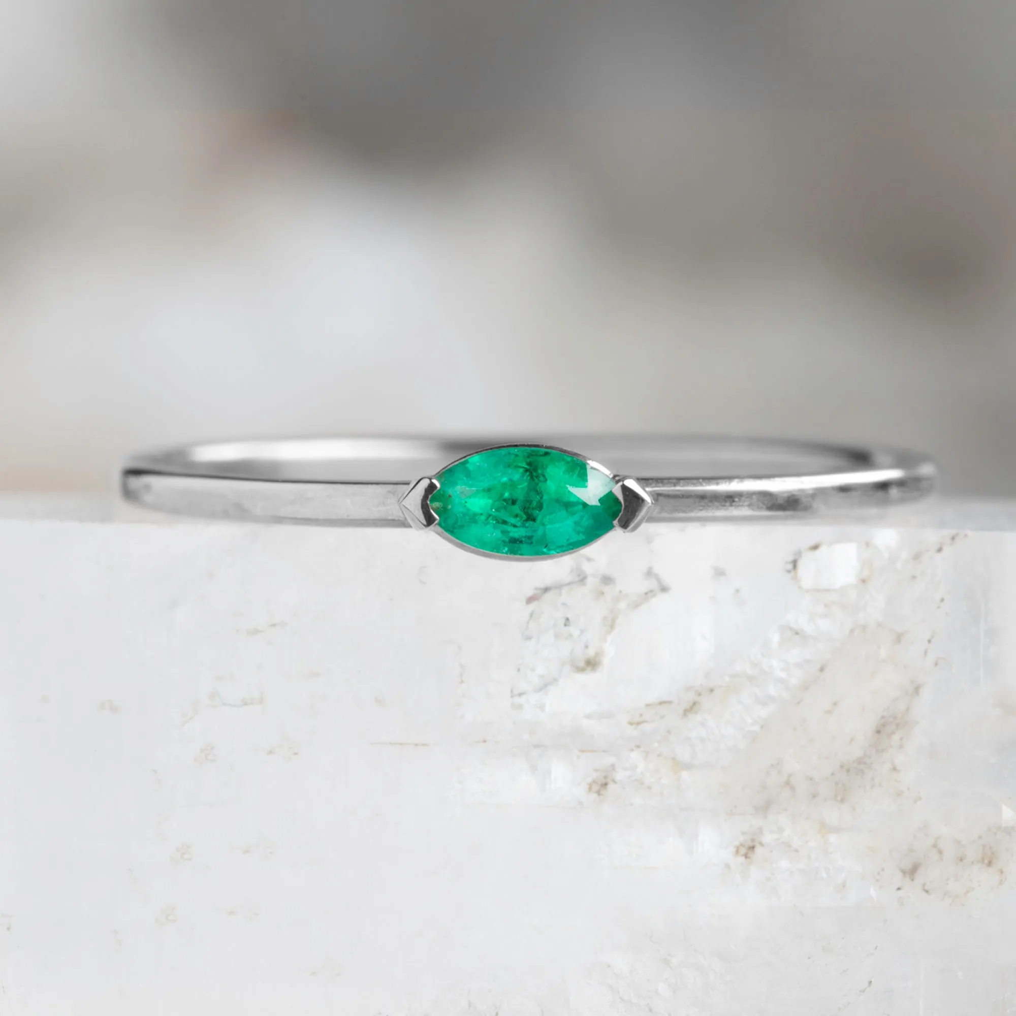 The Teensy Emerald Ring | Yellow, Rose or White Gold