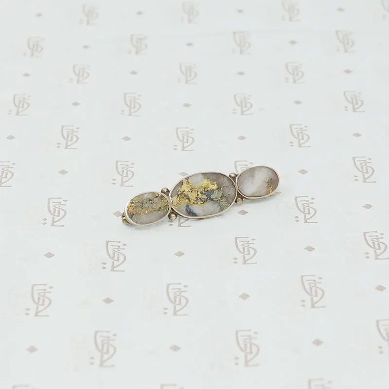 Three Ovals A Sweet Gold Quartz Brooch