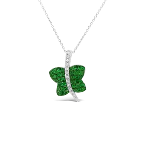 Tsavorite & Diamond Dragonfly Pendant
