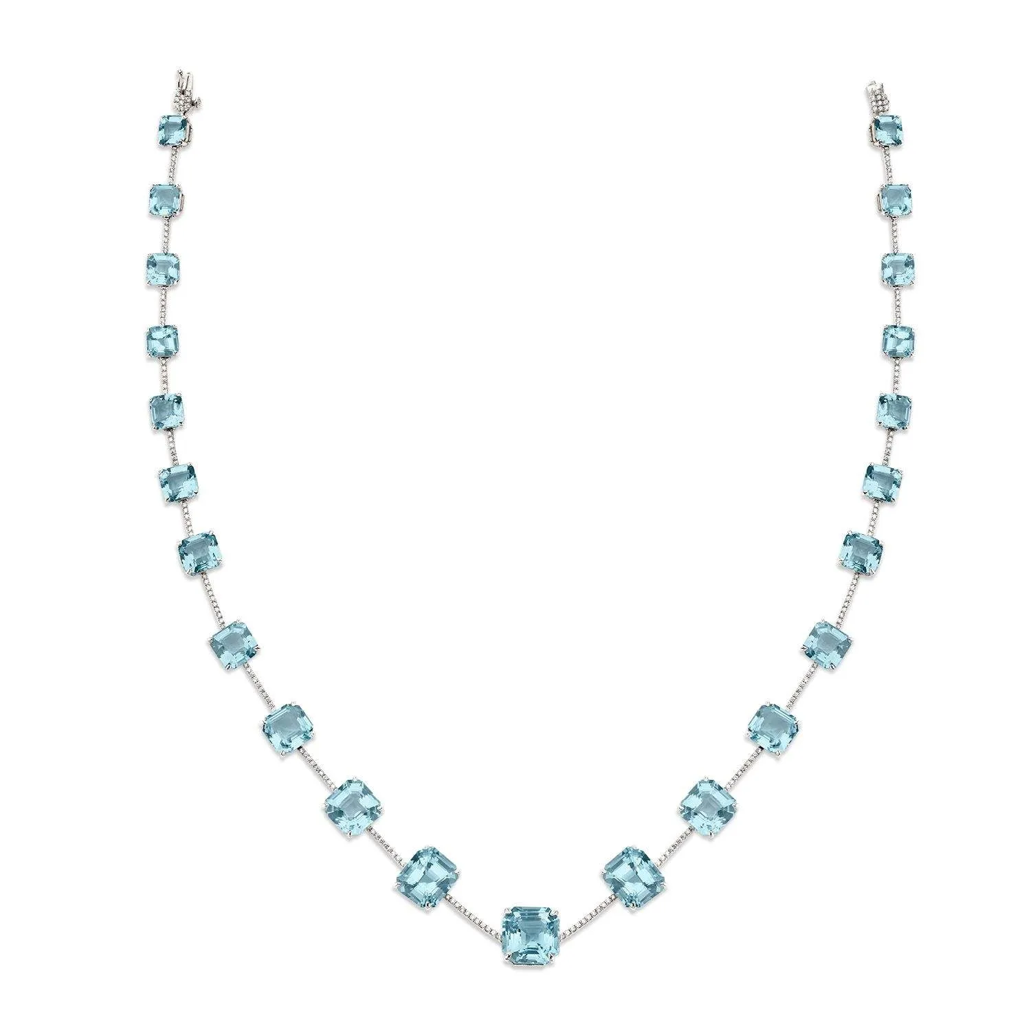 UNIQUE BLUE TOPAZ AND DIAMOND NECKLACE & EARRINGS