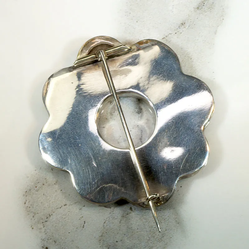 Vibrant Agate & Jasper Scottish Pebble Flower Brooch